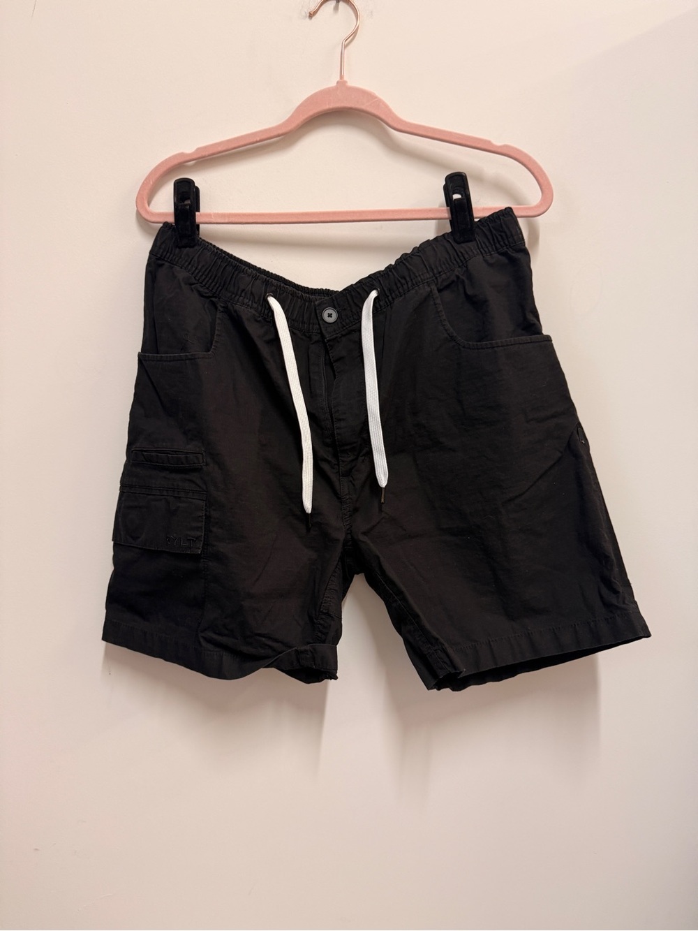 BYLT Basics Black Cargo Drawstring Shorts